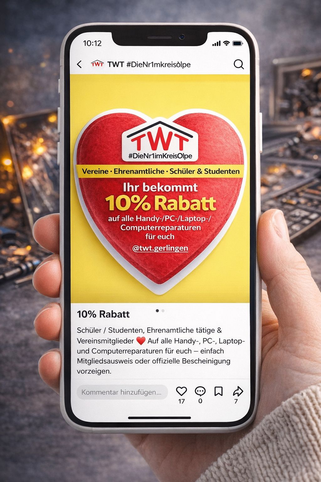 TWT Digital Wenden – 10 % Rabatt-Aktion auf Handy- und PC-Reparaturen sowie Mobilfunk-Tarife für Schüler, Studenten, Vereine und Ehrenamtliche