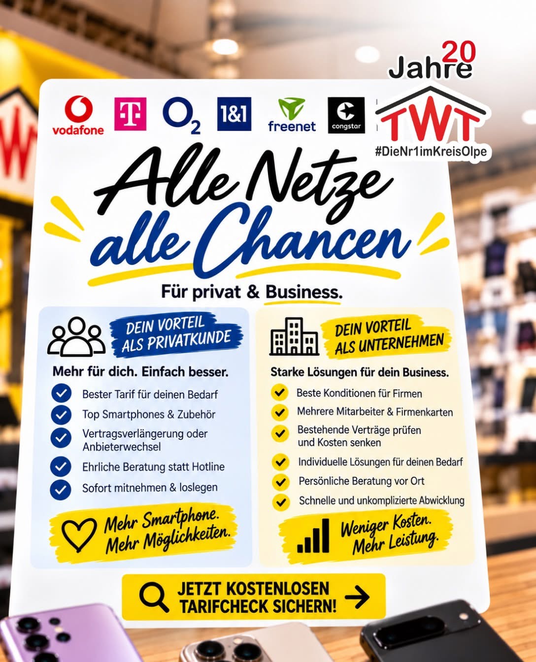 Vergleich Privatkunden und Business-Vorteile bei TWT Digital in Wenden